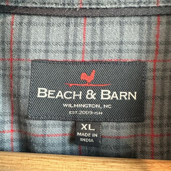 Beach & Barn Casual Long Sleeve Button Down Plaid Shirt Gray Blue - Picture 2 of 10